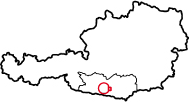 Das Bild zeigt eine Österreich-Karte mit der barrierefrei-Zentrale in Villach/Kärnten